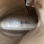 Chanel CC Logo Side Zip Lace Up Boots 36.5 Black — view 7