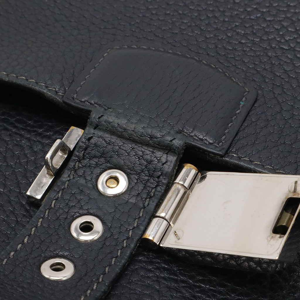 Hermes Sac a Depeches 38 Business Briefcase Document Purse Fjord Leather Navy — view 6