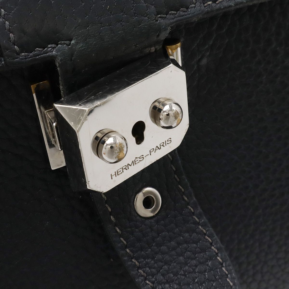 Hermes Sac a Depeches 38 Business Briefcase Document Purse Fjord Leather Navy — view 5