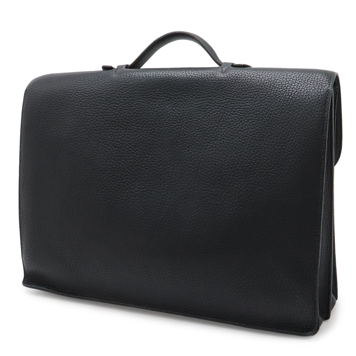 Hermes Sac a Depeches 38 Business Briefcase Document Purse Fjord Leather Navy — view 2