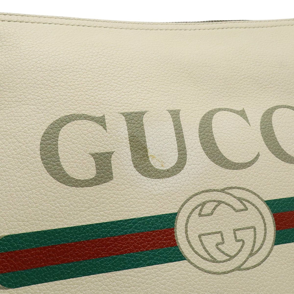 Gucci Print Portfolio Clutch Leather Ivory White Green Red — view 8