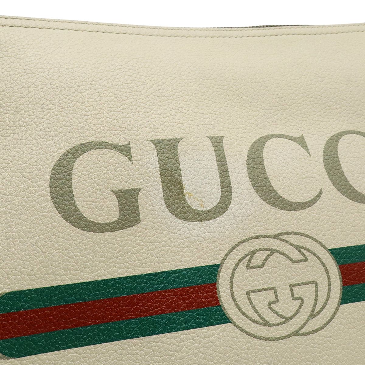 Gucci Print Portfolio Clutch Leather Ivory White Green Red — view 8