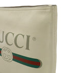 Gucci Print Portfolio Clutch Leather Ivory White Green Red — view 7