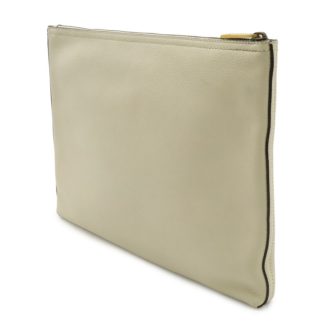 Gucci Print Portfolio Clutch Leather Ivory White Green Red — view 2