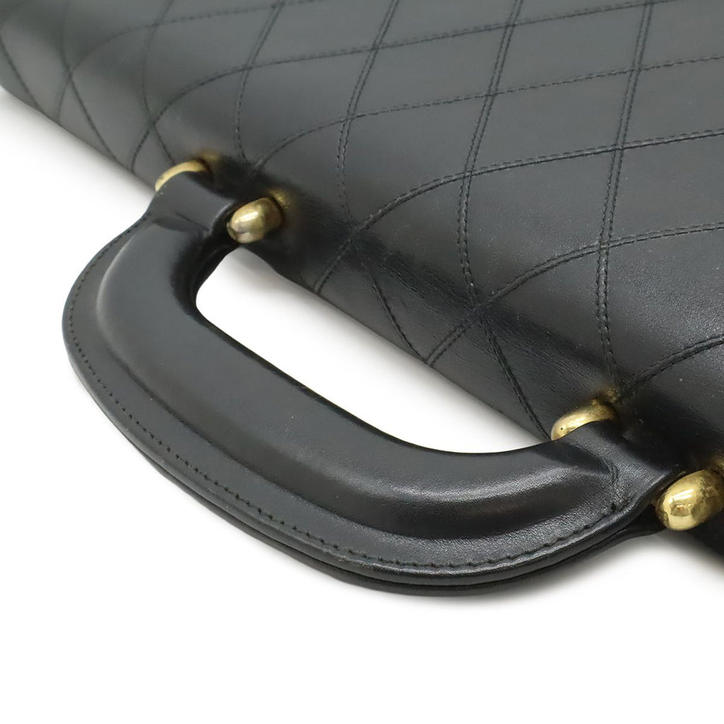 Chanel Bicolor CC Logo Business Briefcase Document Purse Handbag Leather Black — view 4