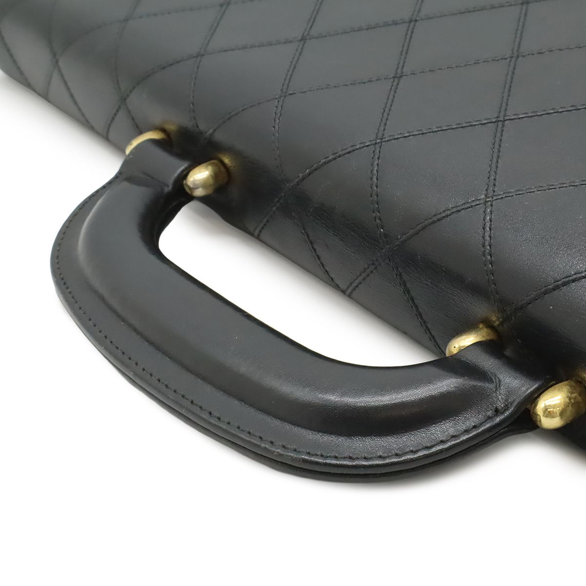 Chanel Bicolor CC Logo Business Briefcase Document Purse Handbag Leather Black — view 4