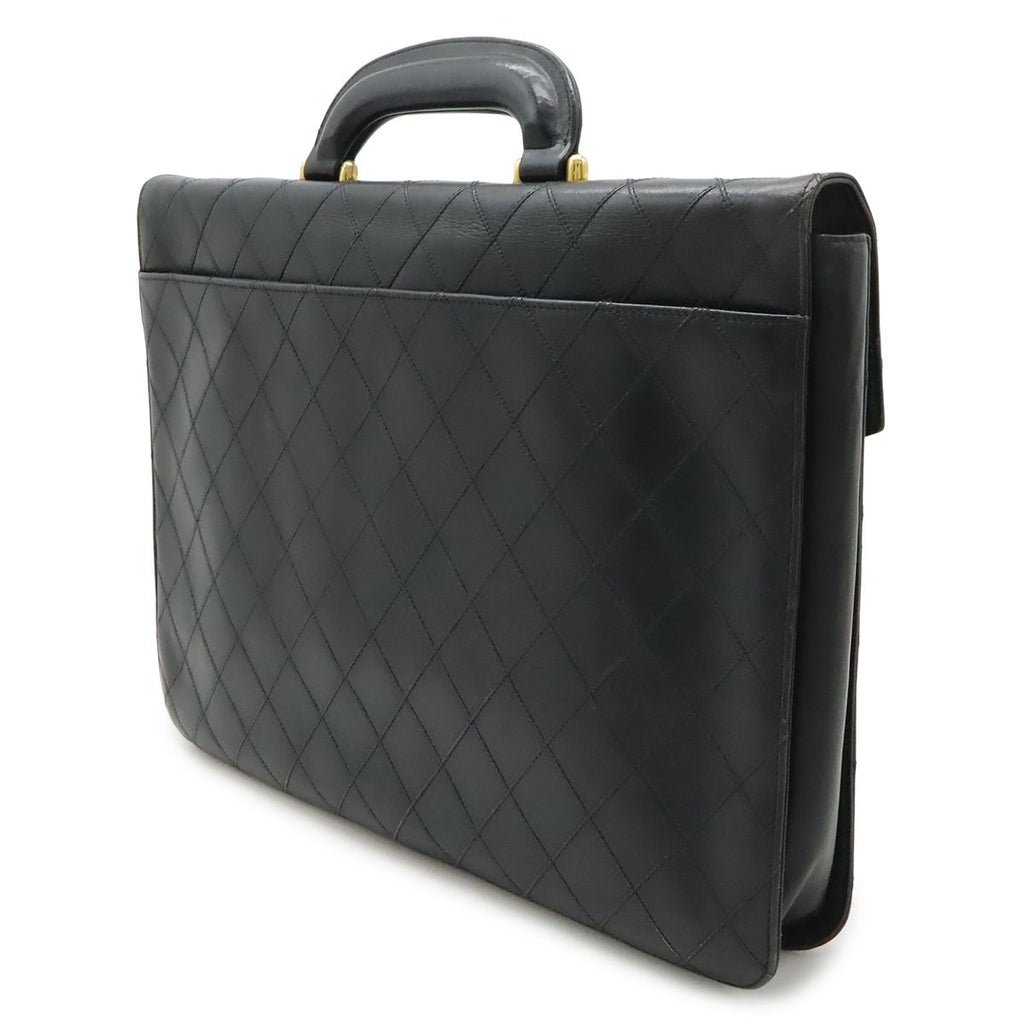Chanel Bicolor CC Logo Business Briefcase Document Purse Handbag Leather Black — view 2