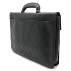Chanel Bicolor CC Logo Business Briefcase Document Purse Handbag Leather Black — view 2