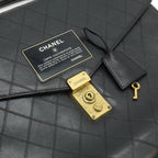 Chanel Bicolor CC Logo Business Briefcase Document Purse Handbag Leather Black — view 9