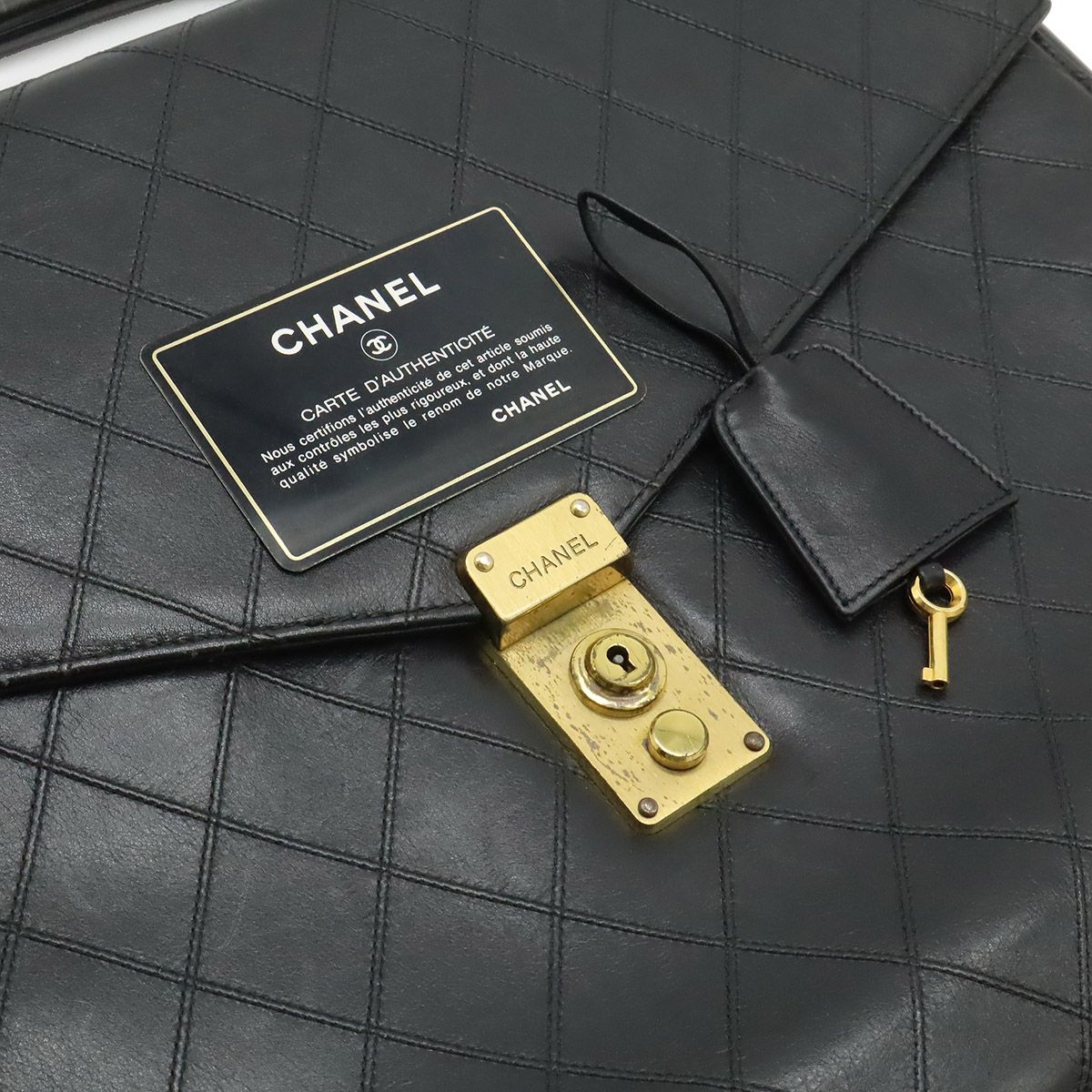 Chanel Bicolor CC Logo Business Briefcase Document Purse Handbag Leather Black — view 9