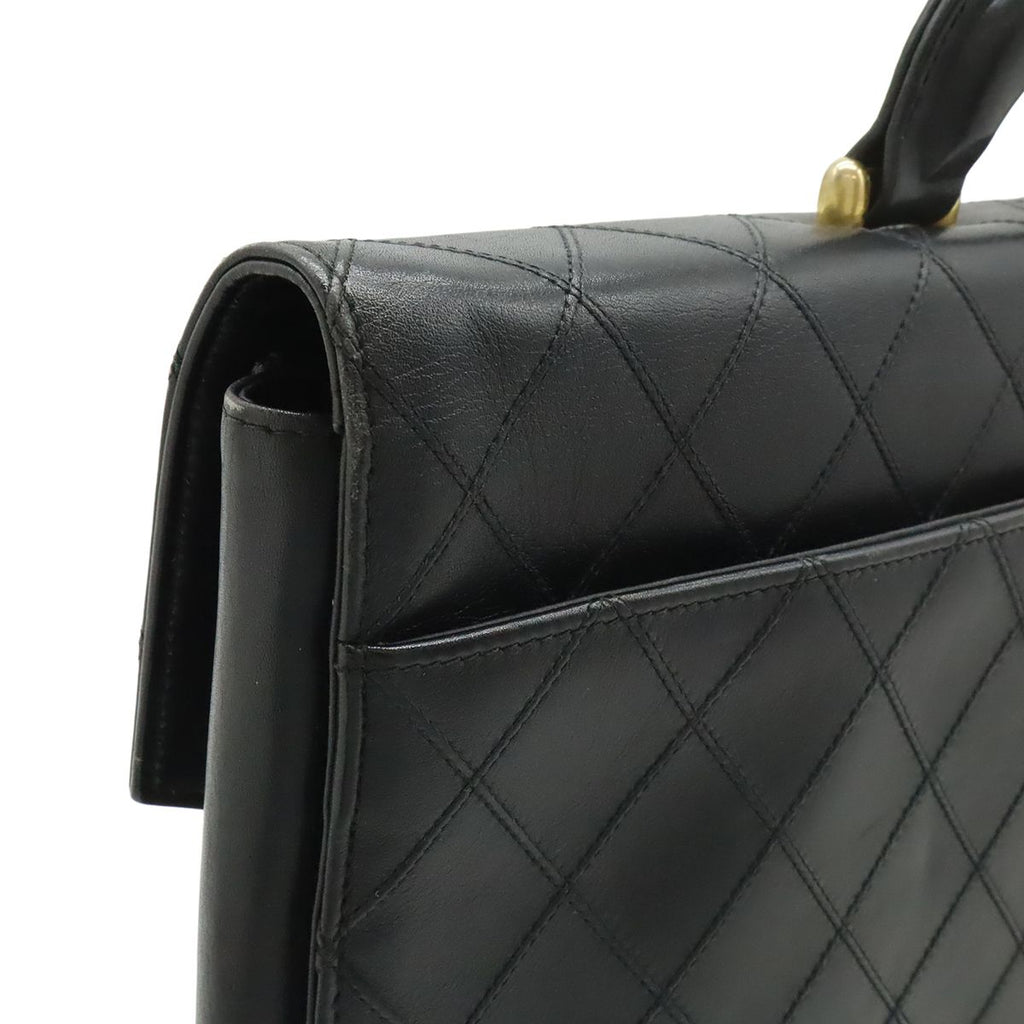 Chanel Bicolor CC Logo Business Briefcase Document Purse Handbag Leather Black — view 5