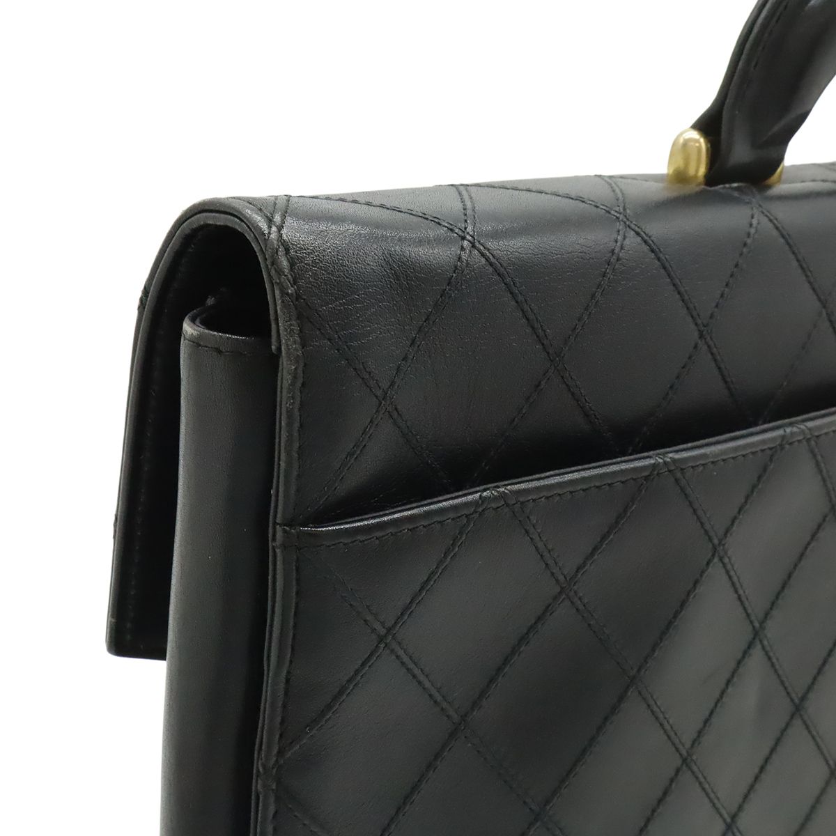 Chanel Bicolor CC Logo Business Briefcase Document Purse Handbag Leather Black — view 5