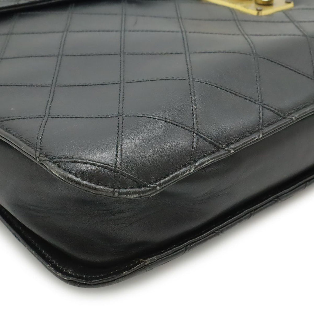 Chanel Bicolor CC Logo Business Briefcase Document Purse Handbag Leather Black — view 3