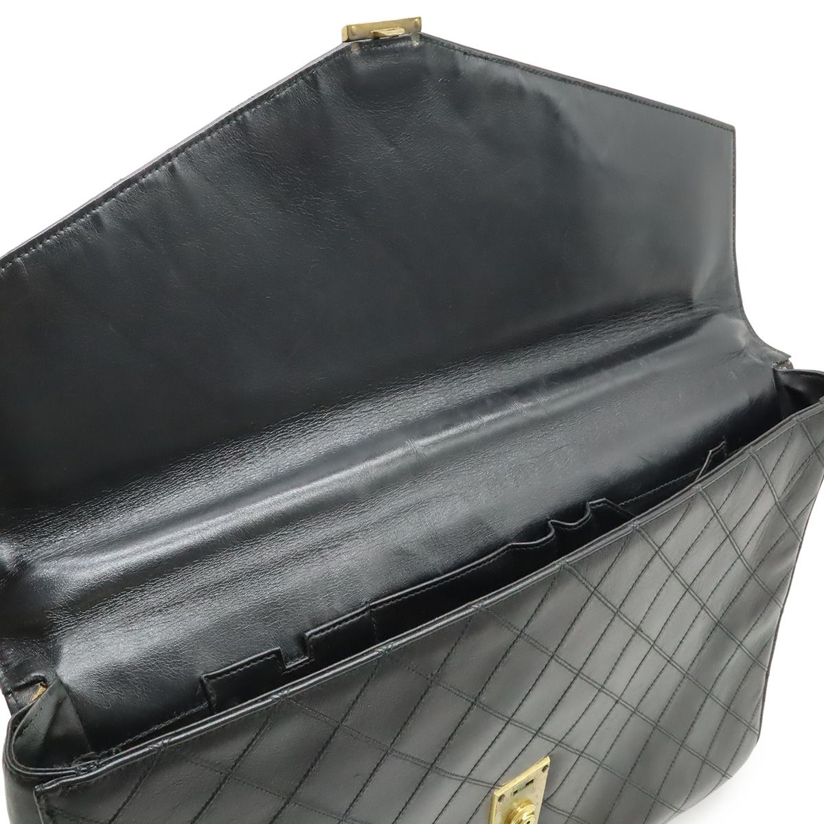 Chanel Bicolor CC Logo Business Briefcase Document Purse Handbag Leather Black — view 6
