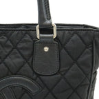 Chanel Paris New York Klein Quilted CC Logo Tote Shoulder Bag Nylon Canvas Black — view 8