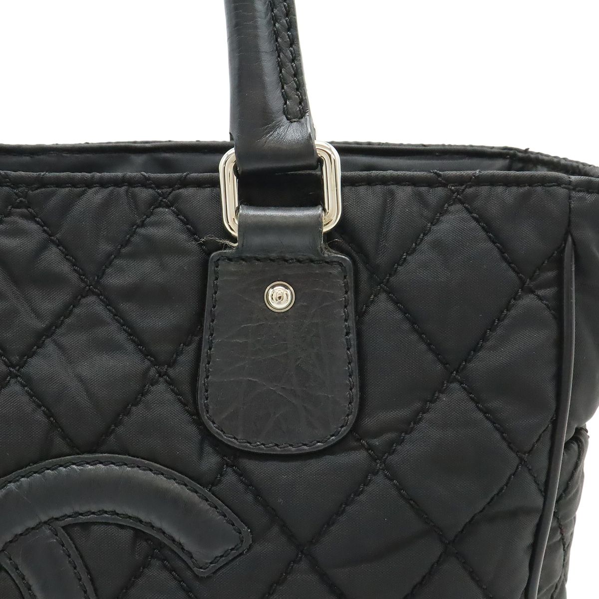 Chanel Paris New York Klein Quilted CC Logo Tote Shoulder Bag Nylon Canvas Black — view 8