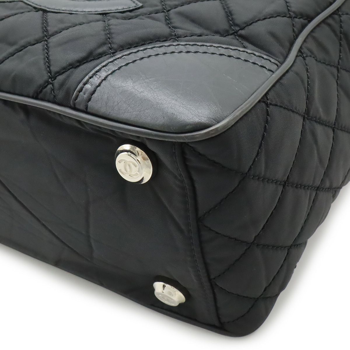 Chanel Paris New York Klein Quilted CC Logo Tote Shoulder Bag Nylon Canvas Black — view 3