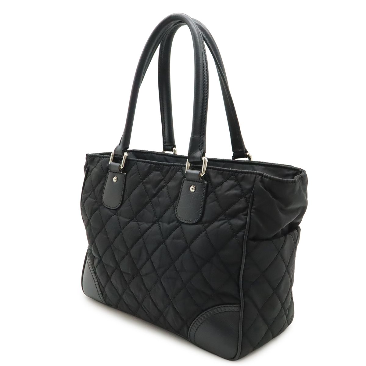 Chanel Paris New York Klein Quilted CC Logo Tote Shoulder Bag Nylon Canvas Black — view 2