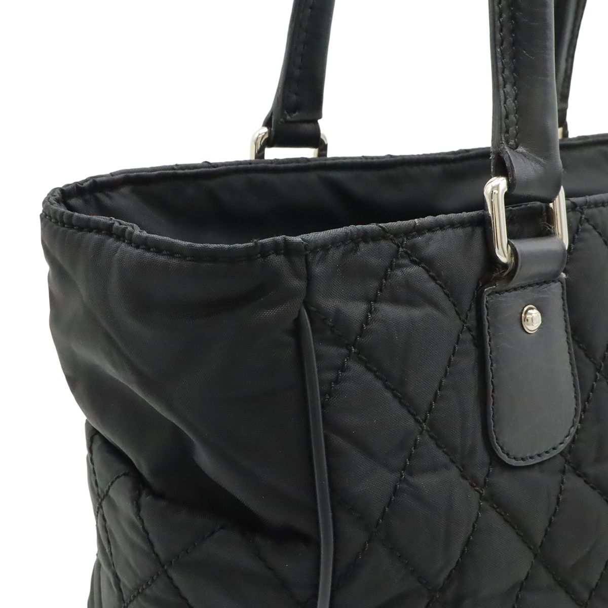 Chanel Paris New York Klein Quilted CC Logo Tote Shoulder Bag Nylon Canvas Black — view 7