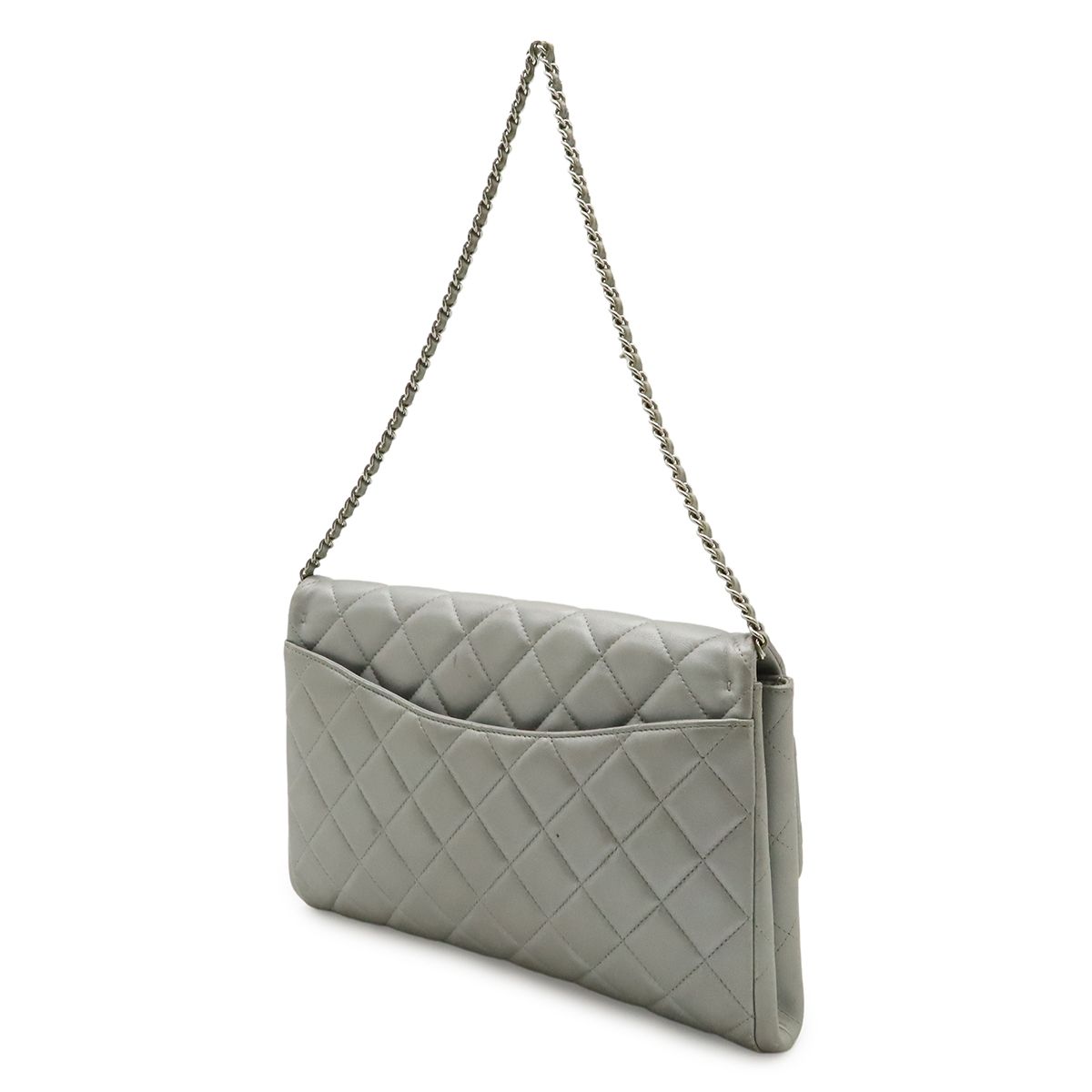Chanel Quilted CC Logo Chain Bag Shoulder Semi Leather Silver — view 2