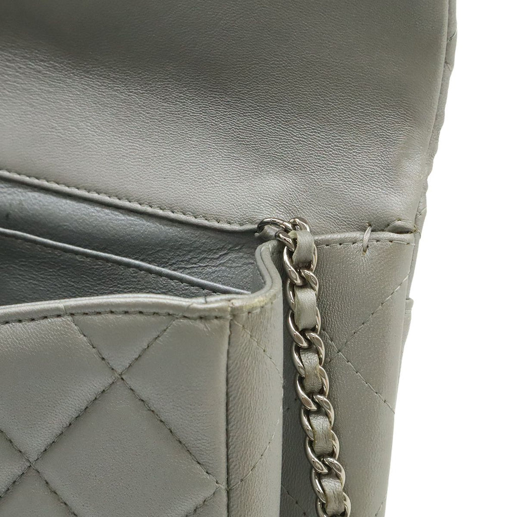 Chanel Quilted CC Logo Chain Bag Shoulder Semi Leather Silver — view 7