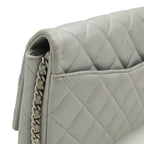 Chanel Quilted CC Logo Chain Bag Shoulder Semi Leather Silver — view 4