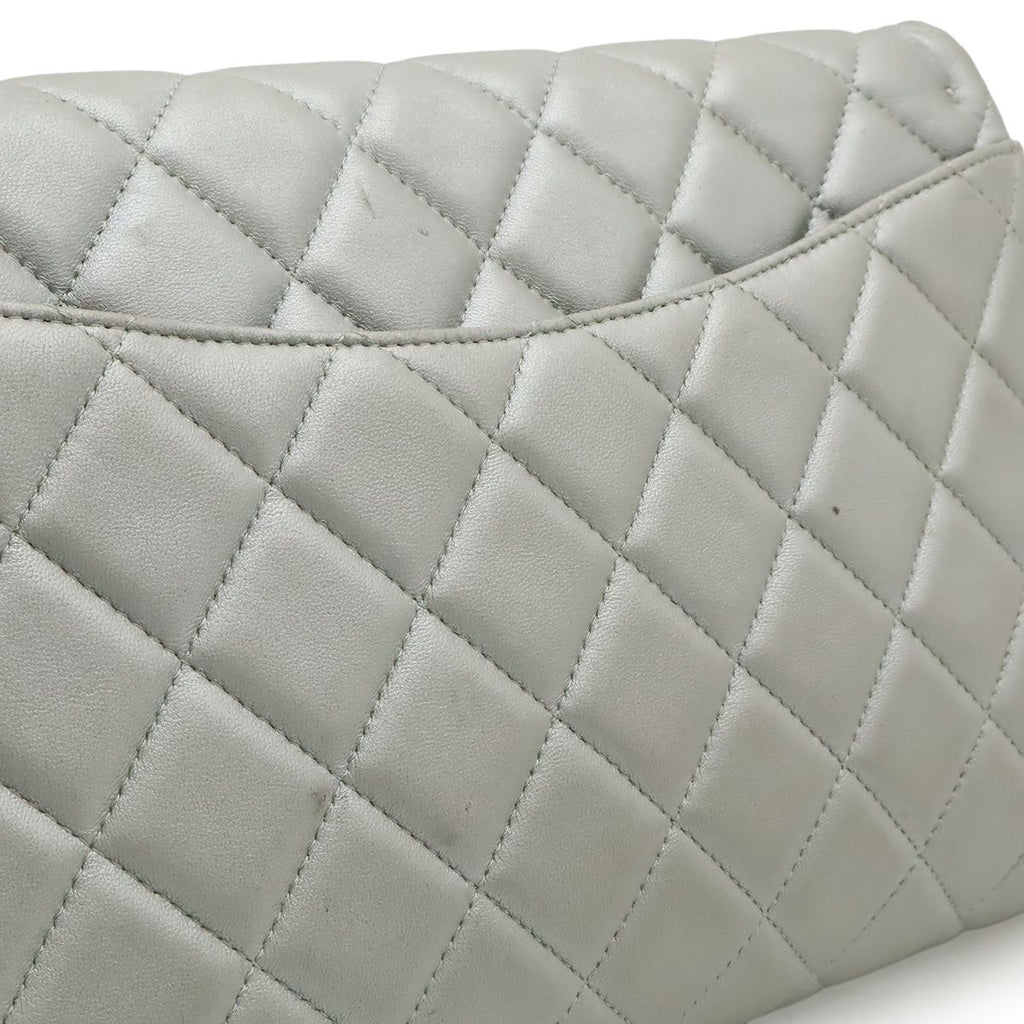 Chanel Quilted CC Logo Chain Bag Shoulder Semi Leather Silver — view 8