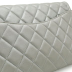 Chanel Quilted CC Logo Chain Bag Shoulder Semi Leather Silver — view 8