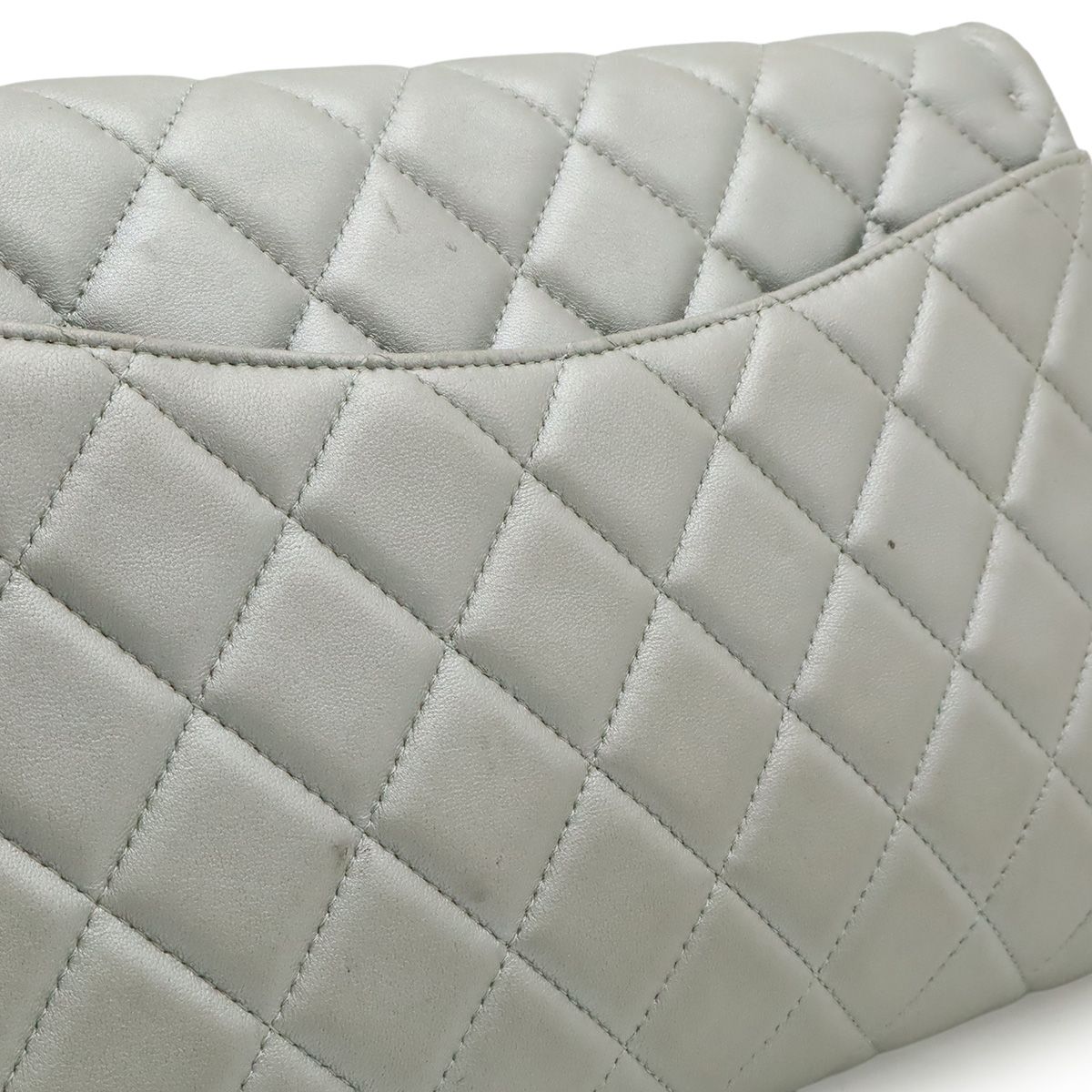 Chanel Quilted CC Logo Chain Bag Shoulder Semi Leather Silver — view 8