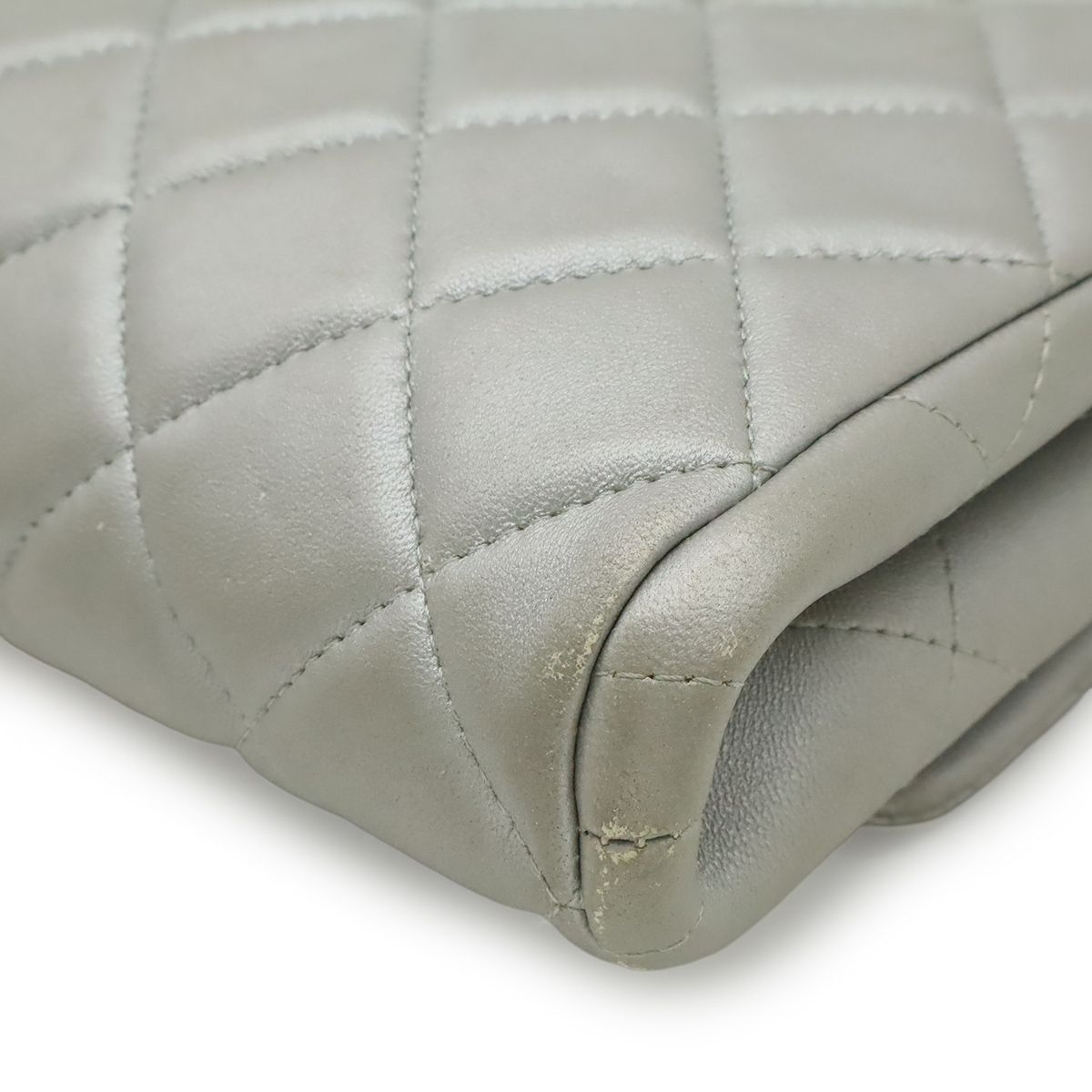 Chanel Quilted CC Logo Chain Bag Shoulder Semi Leather Silver — view 3