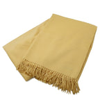 Hermes Shawl Large Throw Fringe Logo Embroidery Cashmere Cream Yellow Scarf — view 2