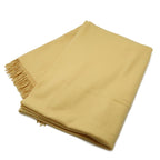 Hermes Shawl Large Throw Fringe Logo Embroidery Cashmere Cream Yellow Scarf — view 3