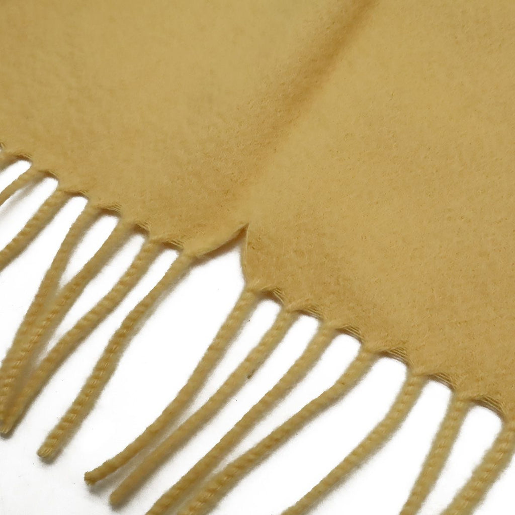 Hermes Shawl Large Throw Fringe Logo Embroidery Cashmere Cream Yellow Scarf — view 5