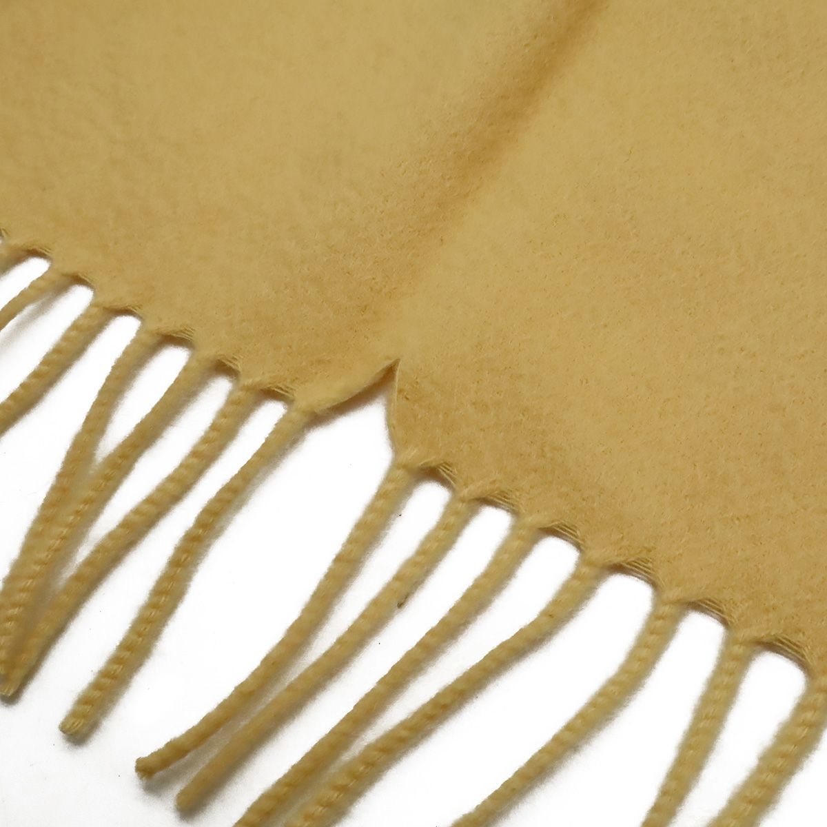 Hermes Shawl Large Throw Fringe Logo Embroidery Cashmere Cream Yellow Scarf — view 5