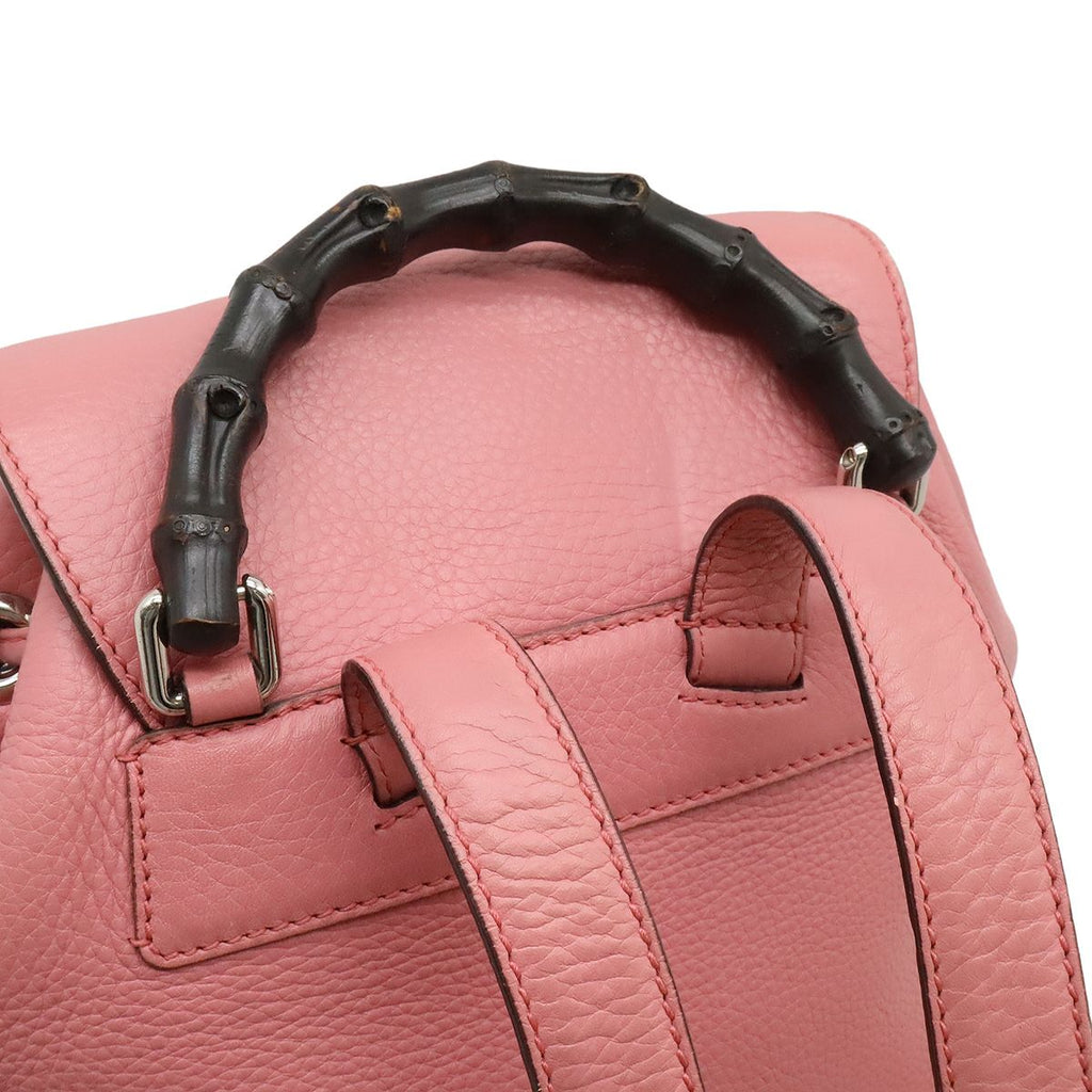 Gucci Bamboo Backpack Shoulder Bag Fringe Tassel Leather Pink Silver — view 4