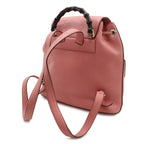 Gucci Bamboo Backpack Shoulder Bag Fringe Tassel Leather Pink Silver — view 2