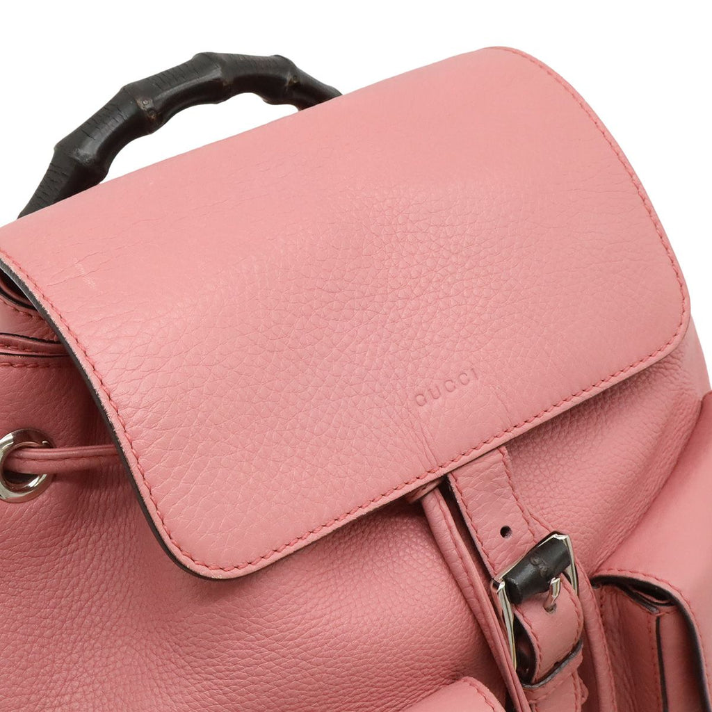Gucci Bamboo Backpack Shoulder Bag Fringe Tassel Leather Pink Silver — view 7