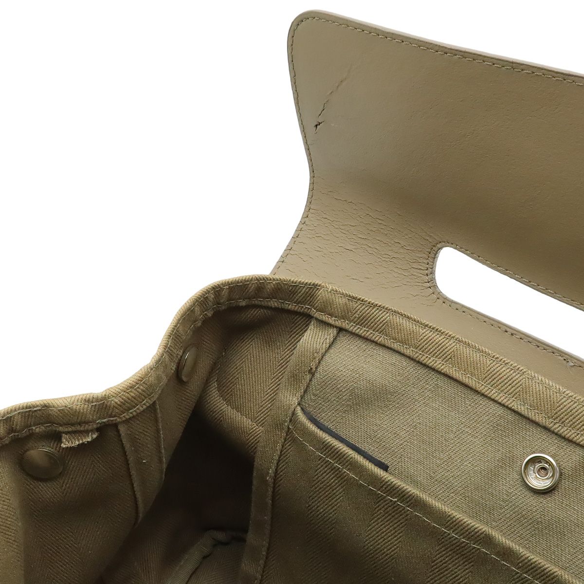 Hermes Valparaiso PM Handbag Toilet Bag Blanc Leather Light Khaki Silver — view 5