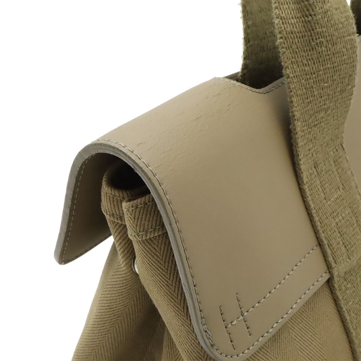 Hermes Valparaiso PM Handbag Toilet Bag Blanc Leather Light Khaki Silver — view 7