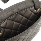 Chanel CC Logo Quilted Tote Shoulder Bag Leather Black Gold — view 8