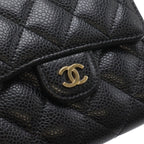 Chanel Quilted CC Logo Classic Small Flap Wallet Trifold Caviar Leather Black — view 4