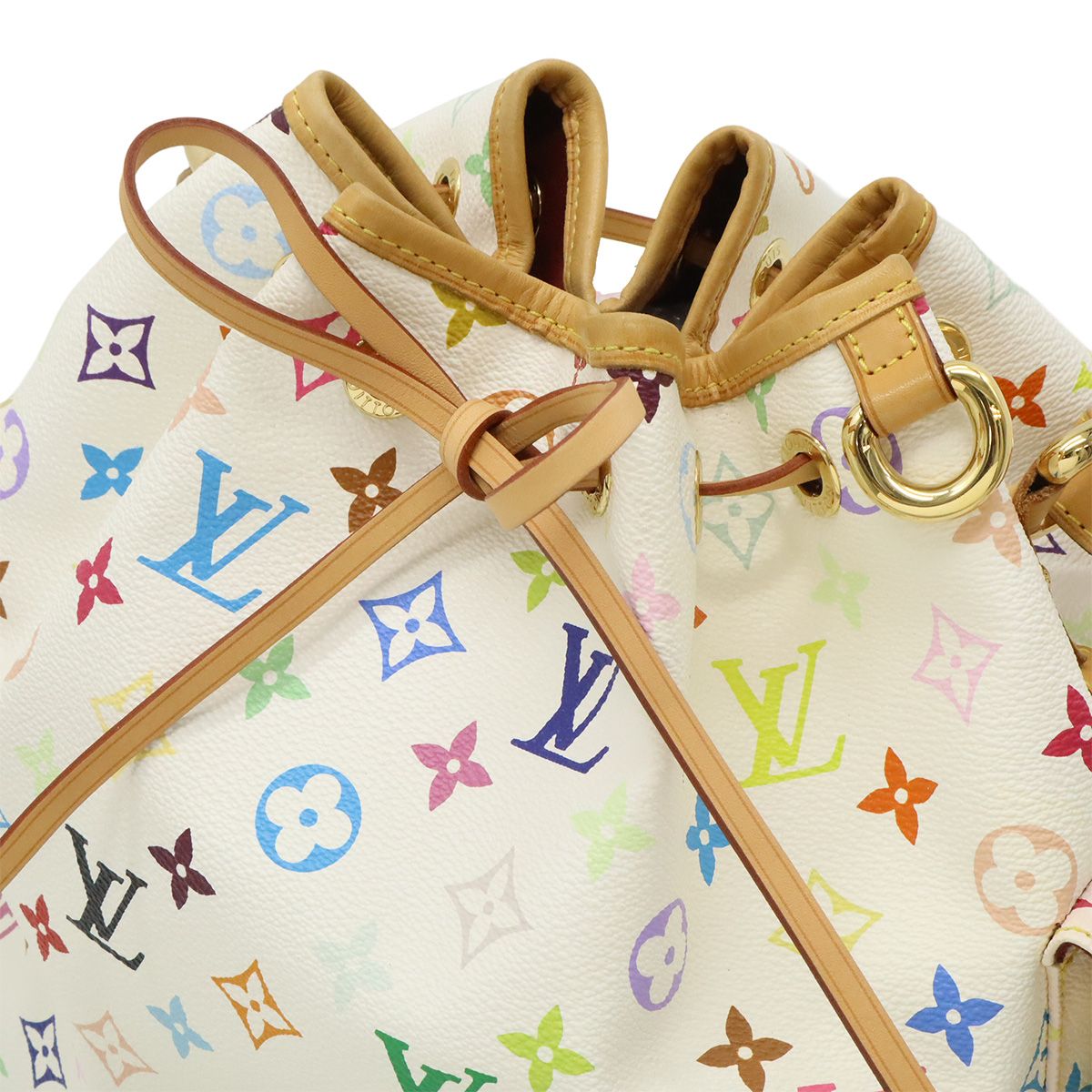 Louis Vuitton Monogram Multicolor Petit Noe Shoulder Bag Drawstring Blanc White — view 4