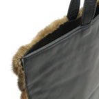 Loewe Fur Tote Leather Dark Brown Black — view 6