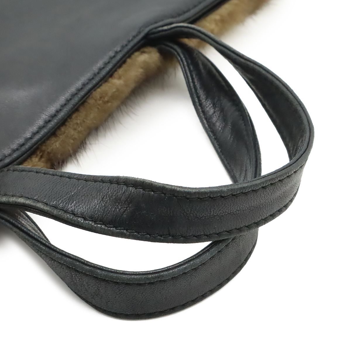 Loewe Fur Tote Leather Dark Brown Black — view 4