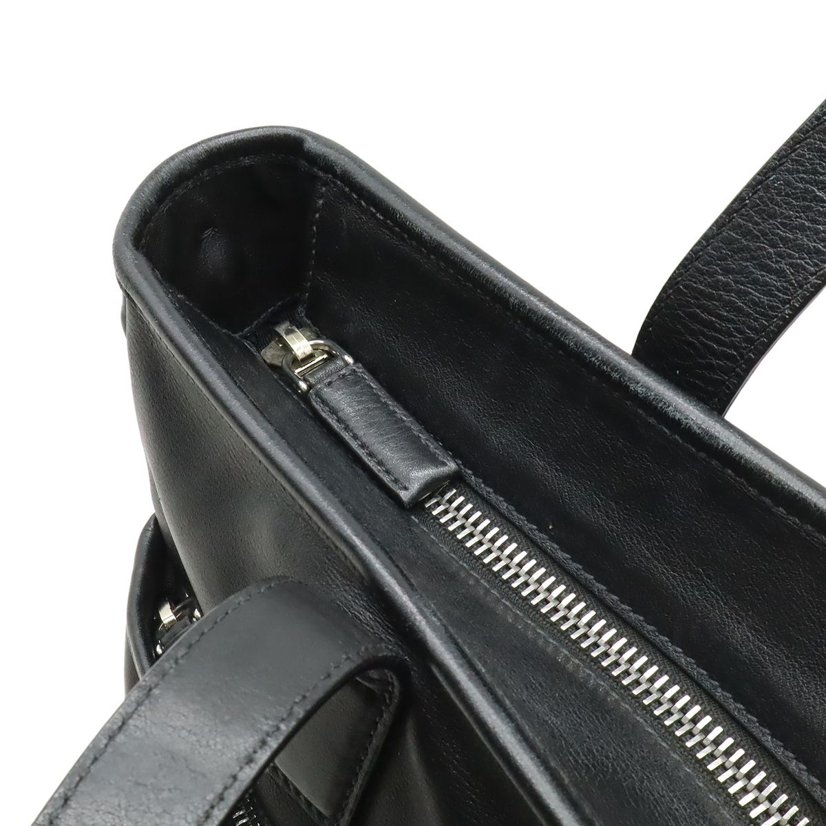 Prada Tote 2-Way Shoulder Bag Crossbody Leather Nero Black Silver — view 5