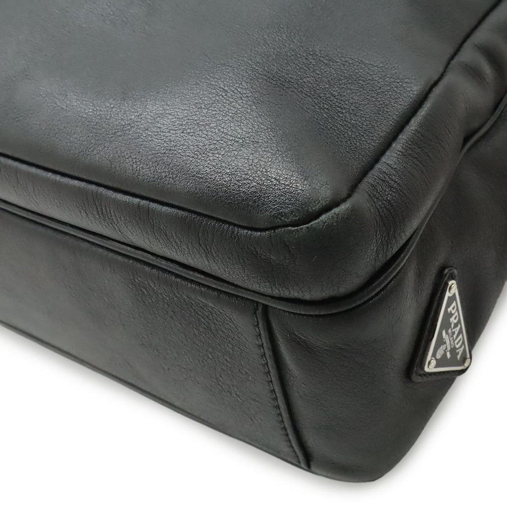 Prada Tote 2-Way Shoulder Bag Crossbody Leather Nero Black Silver — view 3