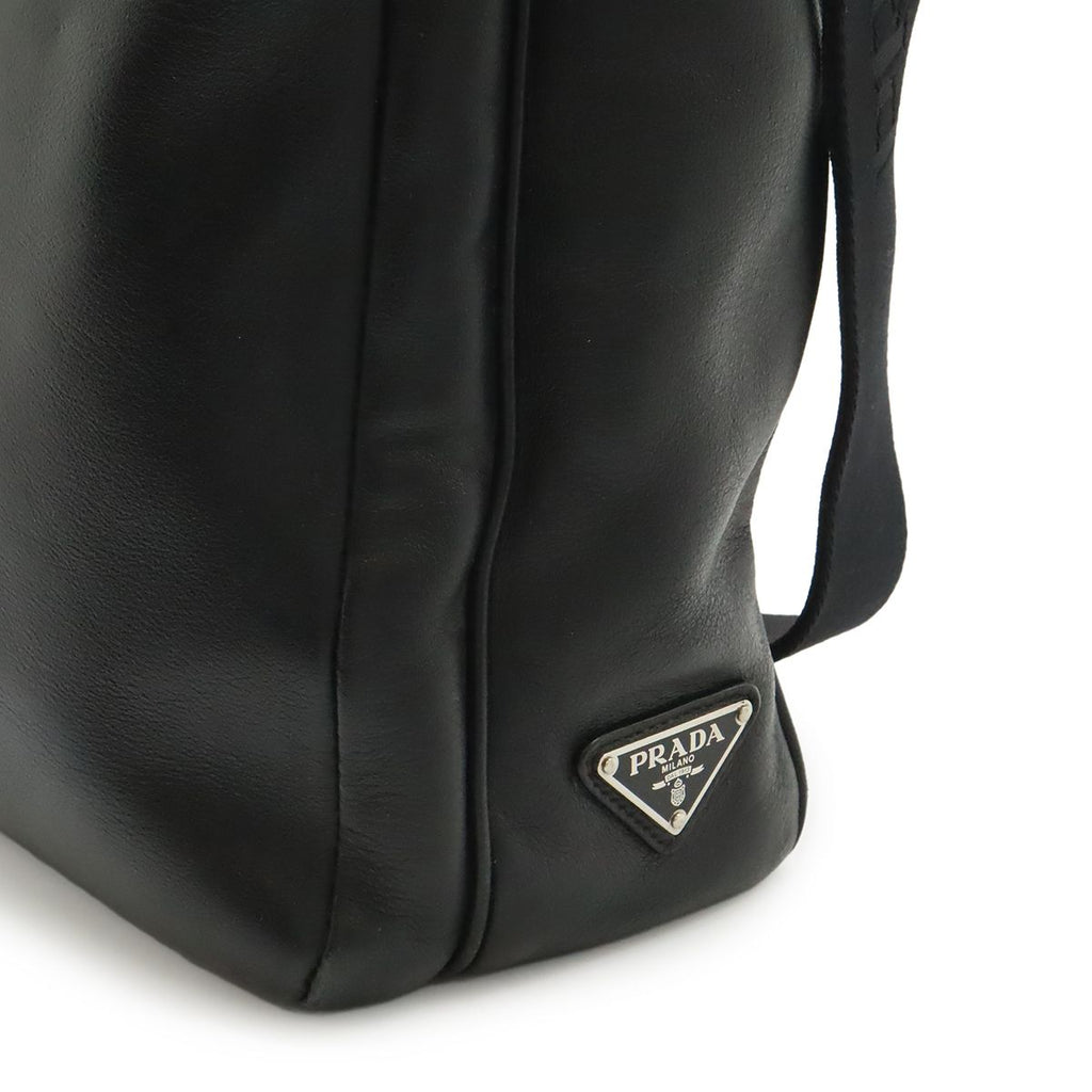 Prada Tote 2-Way Shoulder Bag Crossbody Leather Nero Black Silver — view 8