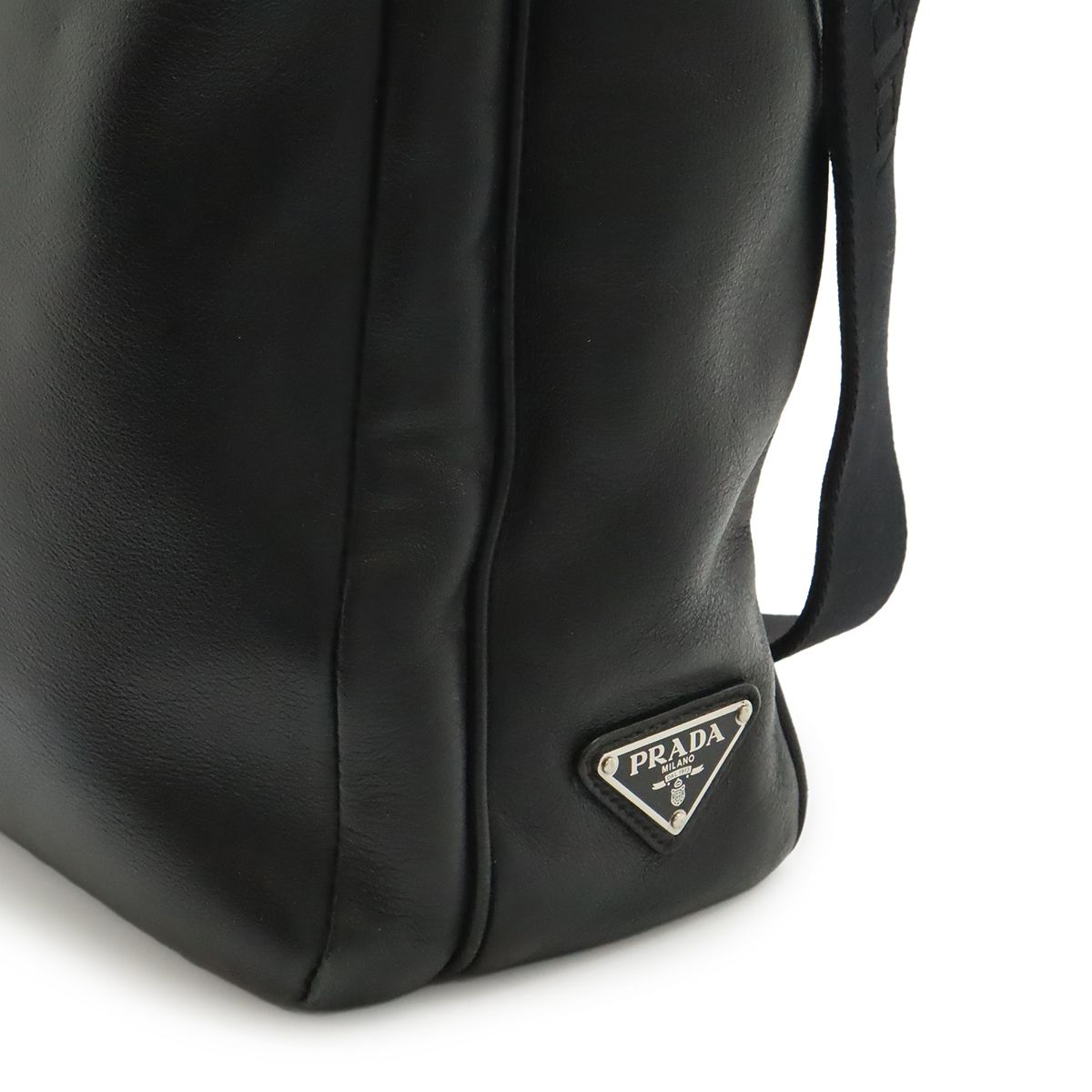 Prada Tote 2-Way Shoulder Bag Crossbody Leather Nero Black Silver — view 8