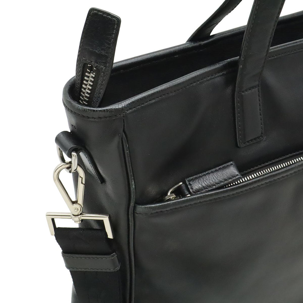 Prada Tote 2-Way Shoulder Bag Crossbody Leather Nero Black Silver — view 7