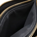 Prada Logo Jacquard Ribbon Shoulder Bag Pochette 2-Way Clutch Leather Nero — view 8